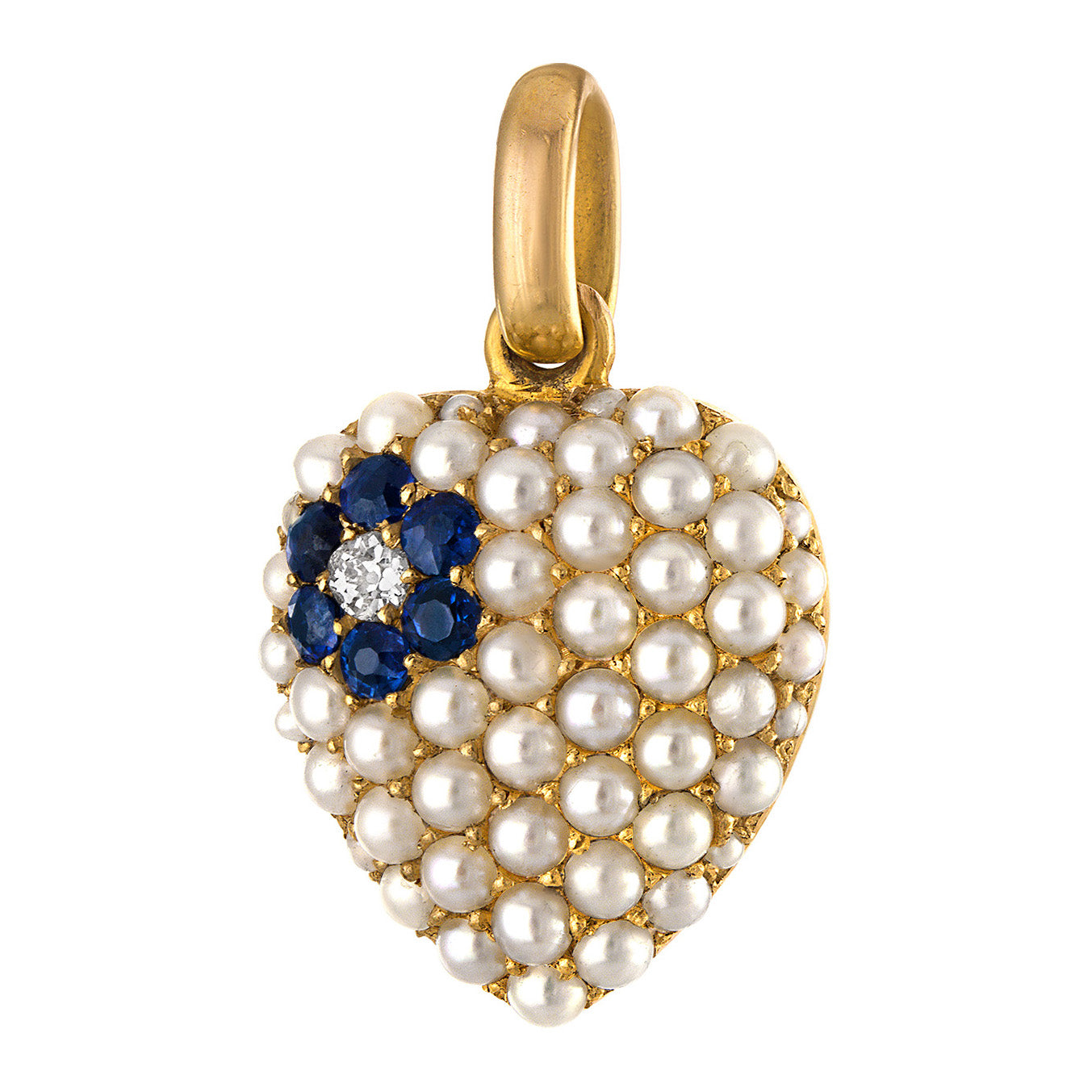 Vintage Gem Heart Locket 14k Gold Charm